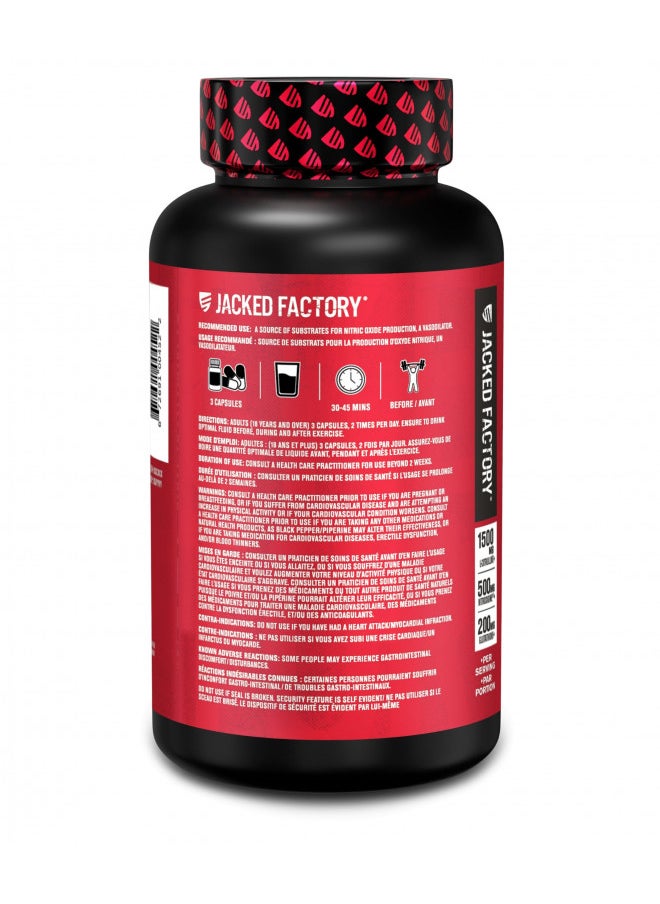 Jacked Factory - N.O. XT Nitric Oxide Supplement with Nitrosigine L Arginine & L Citrulline for Muscle Growth, Pumps, Vascularity, & Energy - Extra Strength Pre Workout N.O. Booster & Muscle Builder - 90 Veggie Pills - Image 1