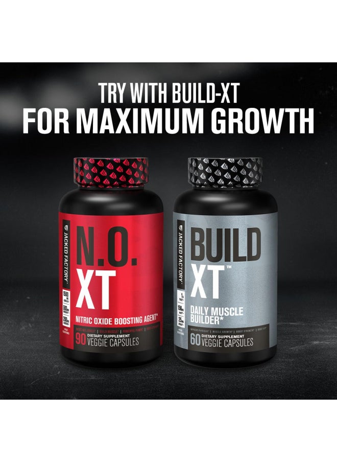 Jacked Factory - N.O. XT Nitric Oxide Supplement with Nitrosigine L Arginine & L Citrulline for Muscle Growth, Pumps, Vascularity, & Energy - Extra Strength Pre Workout N.O. Booster & Muscle Builder - 90 Veggie Pills - Image 1