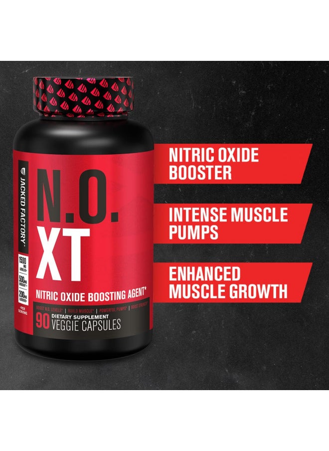 Jacked Factory - N.O. XT Nitric Oxide Supplement with Nitrosigine L Arginine & L Citrulline for Muscle Growth, Pumps, Vascularity, & Energy - Extra Strength Pre Workout N.O. Booster & Muscle Builder - 90 Veggie Pills - Image 1