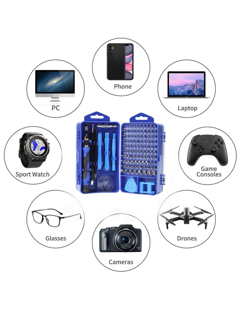 Precision Screwdriver Set 115 in 1 Repair Tools Kit with Magnetic Driver Kit,Electronics Precision Screwdriver Set with Portable Bag for Repair Computer, Cell Phone, PC, iPhone,Tablets (Blue)
