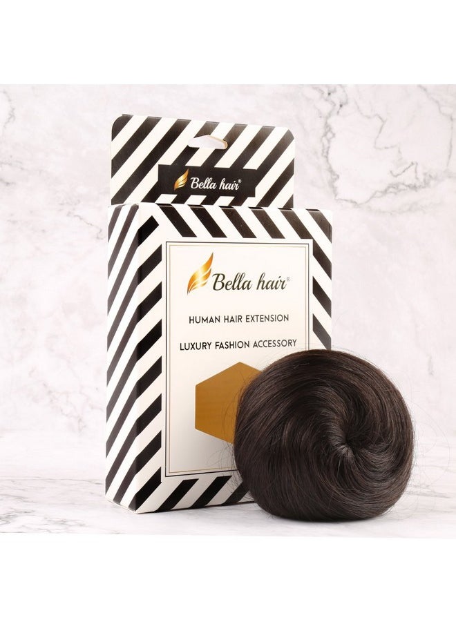 Bella Hair - 100% Human Hair Bun Extension Donut Chignon Hairpieces For Both Women And Men Instant Up-Do Fake Bun Scrunchies (#1B Natural Black) - Image 1
