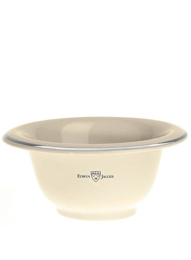 Porcelain Shaving Bowl - Ivory Color with Silver Rim
