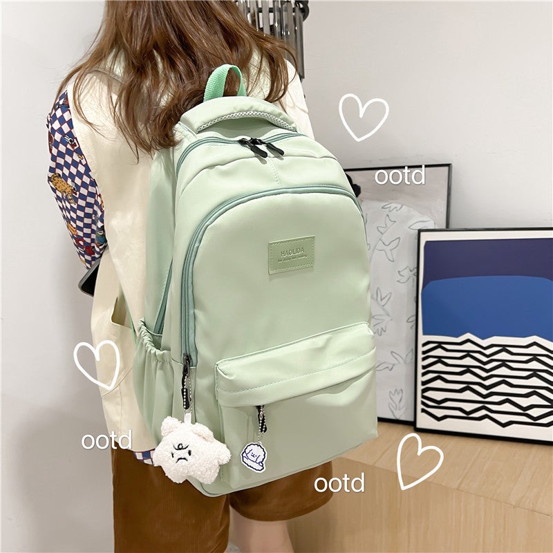 Schoolbag Women'S New Nylon Solid Color Backpack For Middle School Students Large Capacity Simple All-Match Water-Repellent Backpack For College Students - Image 2