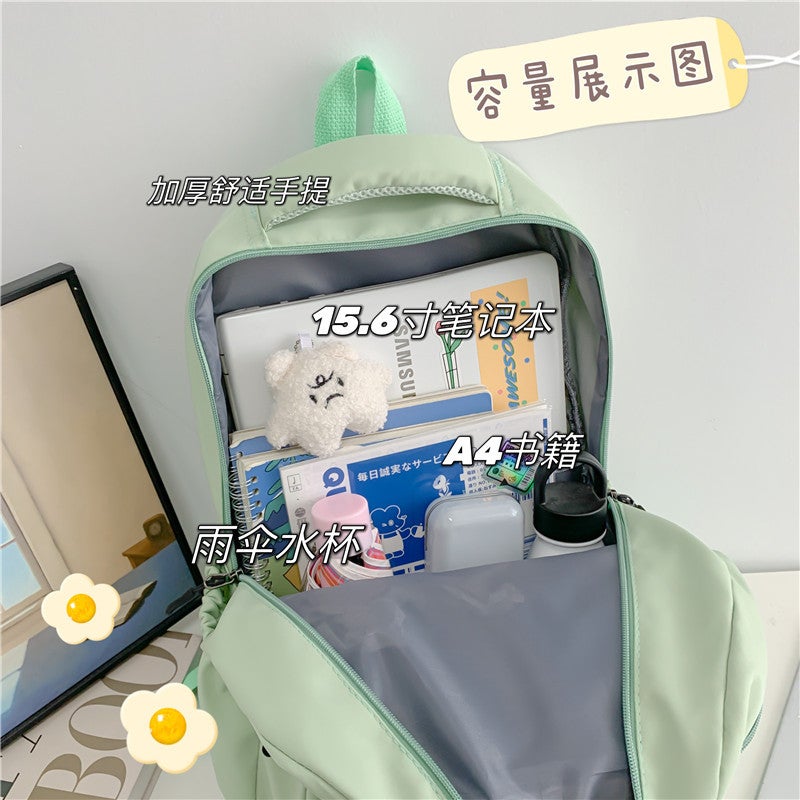 Schoolbag Women'S New Nylon Solid Color Backpack For Middle School Students Large Capacity Simple All-Match Water-Repellent Backpack For College Students - Image 3