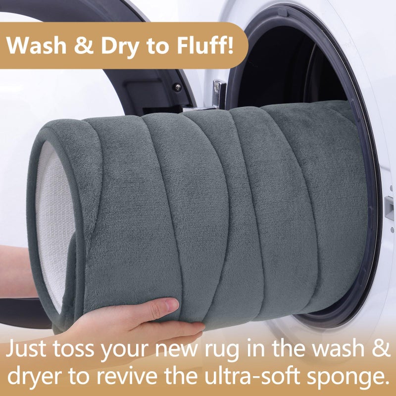 Buganda Memory Foam Bathroom Rug Mat 24x16, Extra Soft and Absorbent Bath Mats, Non-Slip and Machine Washable Bath Rugs for Bathroom Floor,Tub and Shower, Dark Grey - Image 5