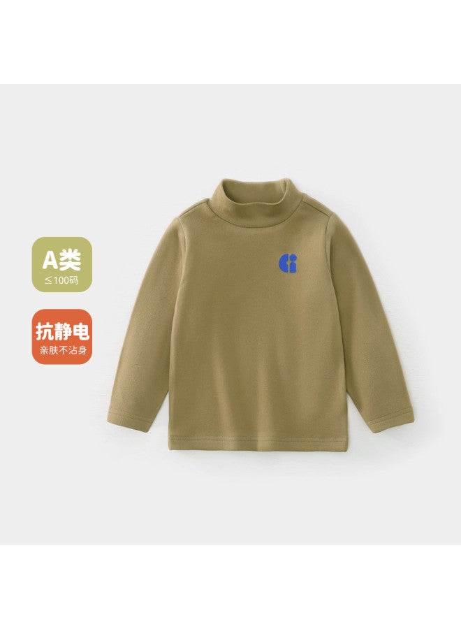 Baby Base Layer Shirt Boys Half-turtle Neck T-shirt Striped Warm Top Children's Innerwear Winter Girls - Image 2
