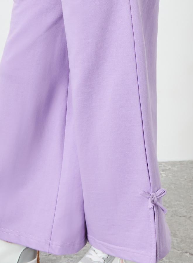 Styli Girls Lilac Wide Leg Joggers with Bow Detail - Image 4