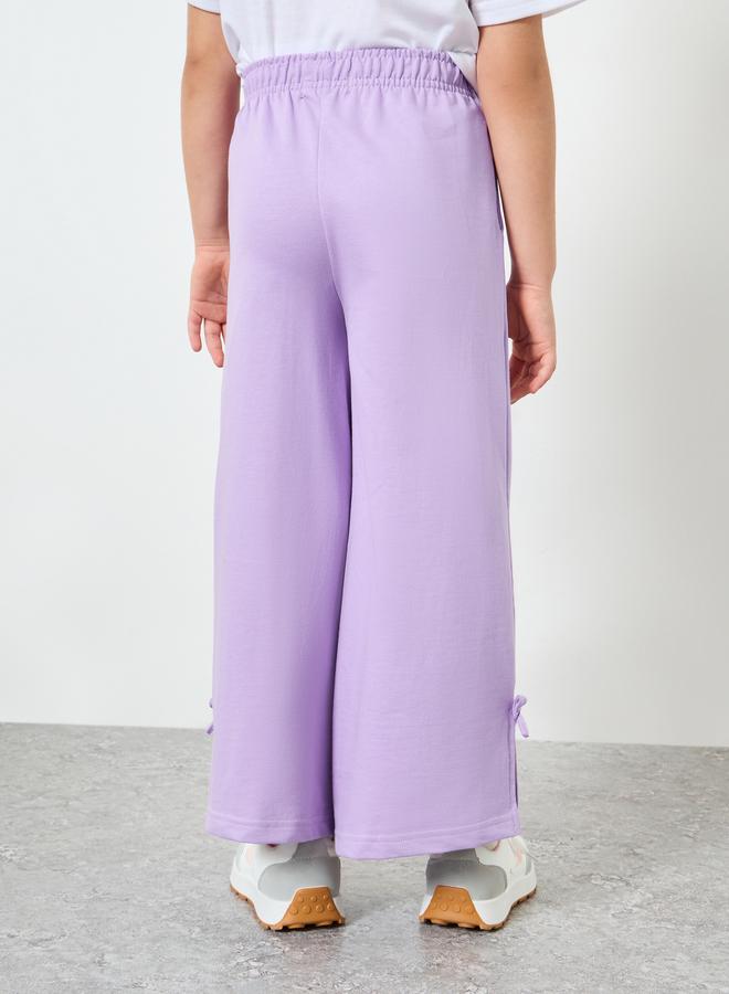 Styli Girls Lilac Wide Leg Joggers with Bow Detail - Image 3