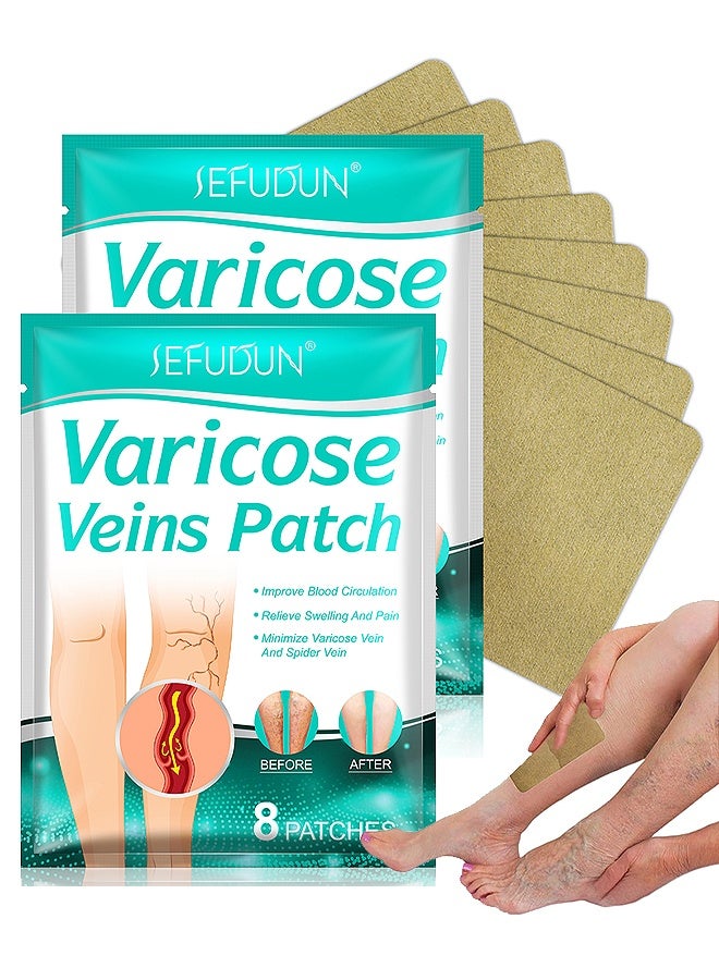 Sefudun 16 PCS Varicose Veins Patch, Varicose Veins Treatment For Legs, Spider Varicose Vein, Strengthen Capillary Health and Improve Blood Circulation, Improves Blood Circulation, Relieves Leg Fatigue - Image 1