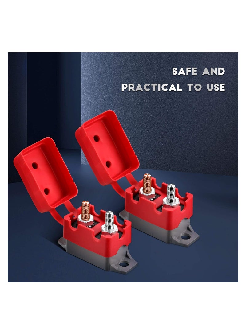 العاصمة 12v-24v التلقائي إعادة تعيين قواطع دوائر مع غطاء الرأس المزدوج الترباس قواطع دوائر ، البحرية ، شاحن البطارية ، شاحنة ، حافلة ، سيارة كهربائية ، محرك السيارة 4 قطع ( 50 أمبير ) - Image 2