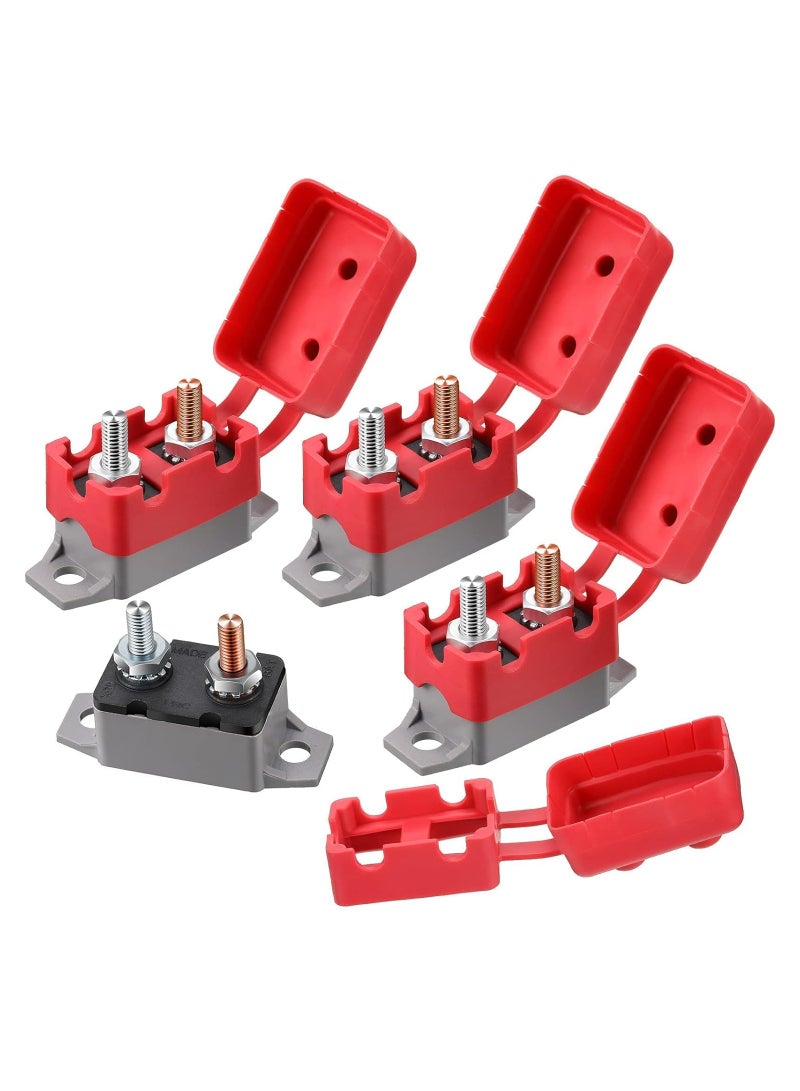 العاصمة 12v-24v التلقائي إعادة تعيين قواطع دوائر مع غطاء الرأس المزدوج الترباس قواطع دوائر ، البحرية ، شاحن البطارية ، شاحنة ، حافلة ، سيارة كهربائية ، محرك السيارة 4 قطع ( 50 أمبير ) - Image 1