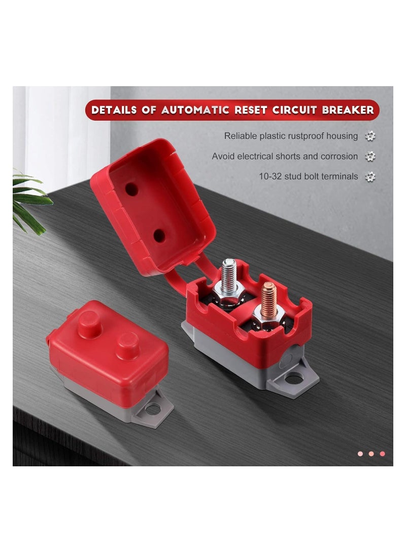 العاصمة 12v-24v التلقائي إعادة تعيين قواطع دوائر مع غطاء الرأس المزدوج الترباس قواطع دوائر ، البحرية ، شاحن البطارية ، شاحنة ، حافلة ، سيارة كهربائية ، محرك السيارة 4 قطع ( 50 أمبير ) - Image 4