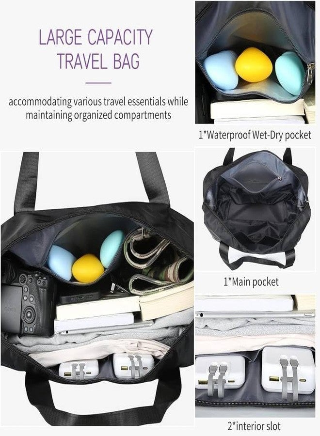 Vyoree Foldable Travel Bag with Wheels Expandable Rolling Duffle Bag, Trolley Luggage, Large Carry-On Duffeel for Vacation, Hiking, Camping, Diwali Trips (Multicolor) (Black Duffle Bag) - Image 5