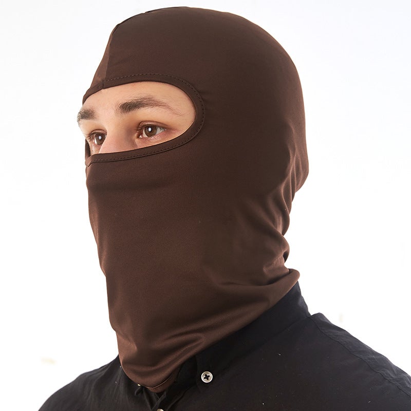Generic Summer riding mask Ice Silk headgear sunscreen dustproof full face neck protection headgear bicycle electric car inner liner Cap TT-04 coffee