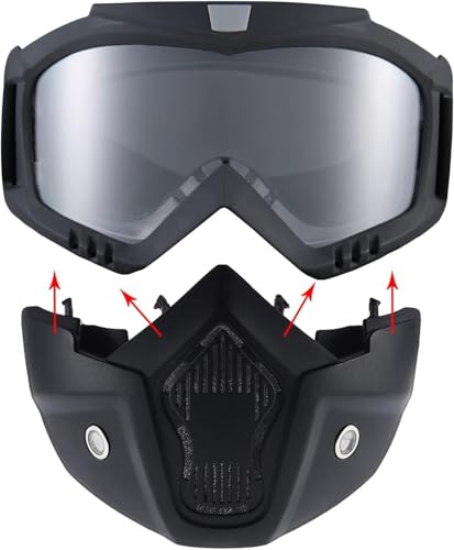 BROYEUR 2Pcs Paintball Mask Anti Fog,Tactical Full Face Mask Ski Mask Goggles Detachable Adjustable,Motorcycle Riding Face Protection (2Clear) - Image 3
