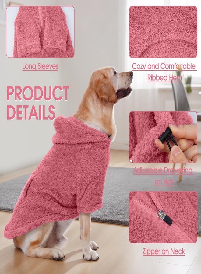 IDOMIK Fuzzy Dog Sweater with Adjustable Hood, Warm Fleece Dog Sweater Hoodie with Harness Hole & Pocket, Pullover Sweaters for Small Dogs, Fuzzy Hooded Sweatshirt for Fall Winter Christmas,Pink,S - Image 3