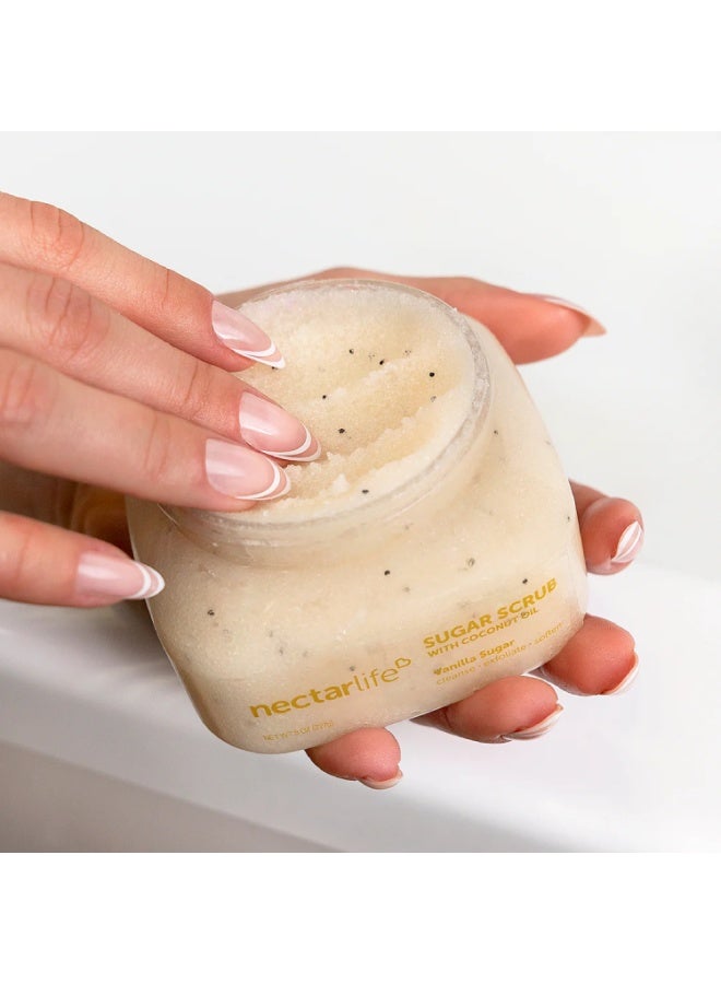 Nectar Life Exfoliating Sugar Scrub, Moisturizing Body Scrub with Coconut Oil & Shea Butter, Pre Shave Exfoliator (8 Ounce, Vanilla) - Image 2