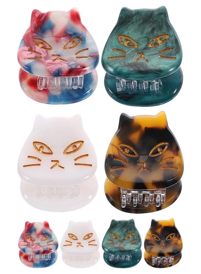 FRCOLOR 8 Pack Cute Cat Small Hair Clips Cellulose Acetate Hair Claw Clips Animal Shaped Barrettes for Women Girls - Image 1
