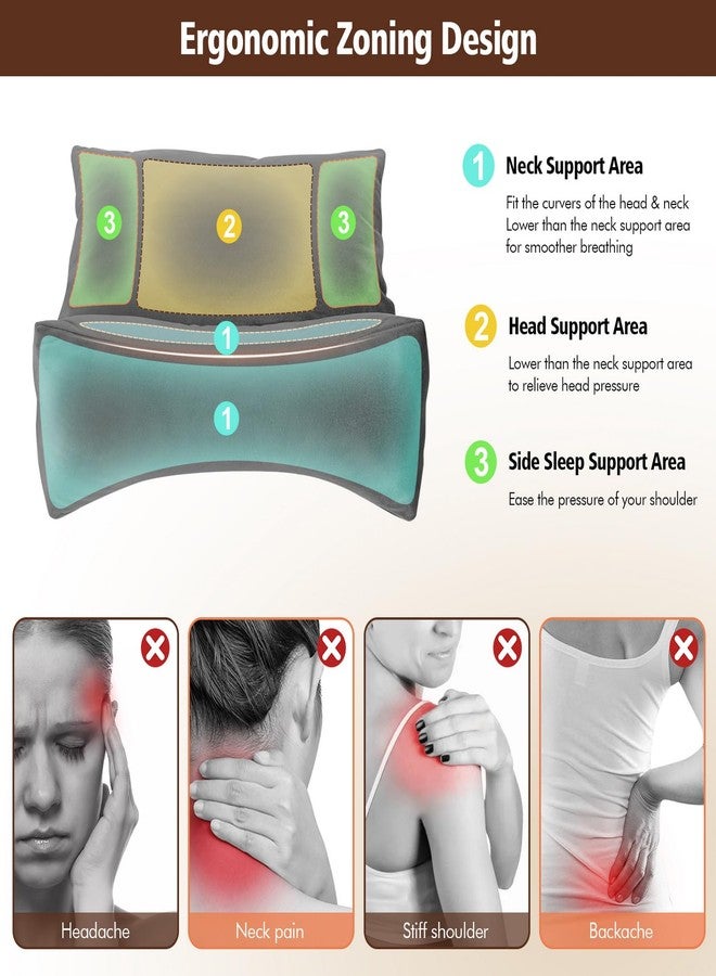 AmazeCov 2-in-1 Cervical Pillow for Neck & Shoulder Pain Relief - Adjustable Zippered Neck Support for Sleeping, Office & Travel, Spine Protection (Dark Gray) - Image 3