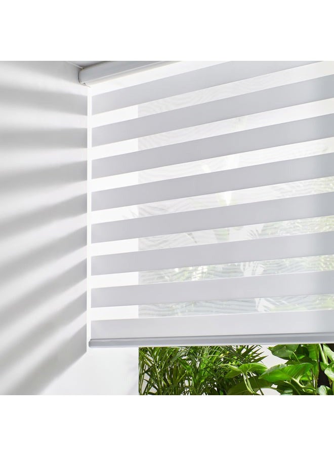 Persilux Cordless Zebra Blinds for Indoor Windows, Free-Stop Zebra Blinds Cordless, Light Filtering Sheer Shades Dual Layer for Day and Night, Zebra Roller Shades for Home (34.25" W X 72" H, White) - Image 1