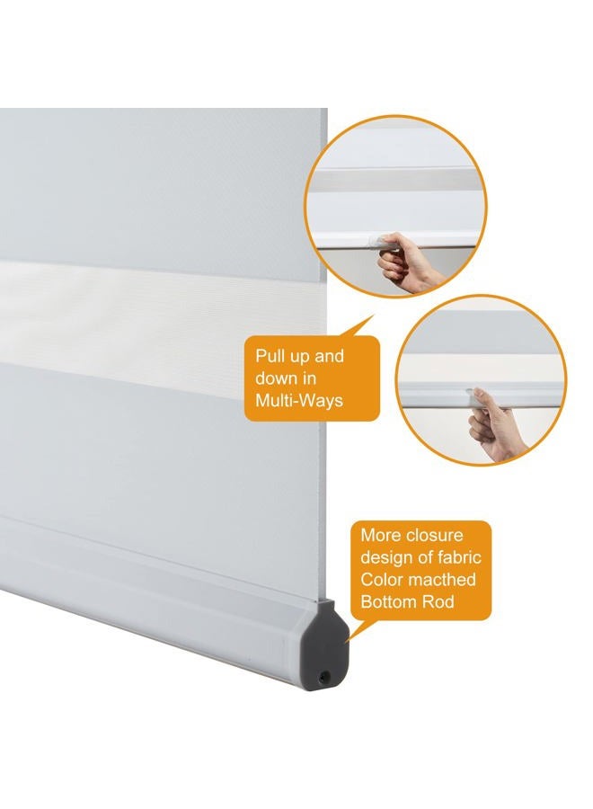 Persilux Cordless Zebra Blinds for Indoor Windows, Free-Stop Zebra Blinds Cordless, Light Filtering Sheer Shades Dual Layer for Day and Night, Zebra Roller Shades for Home (34.25" W X 72" H, White) - Image 3