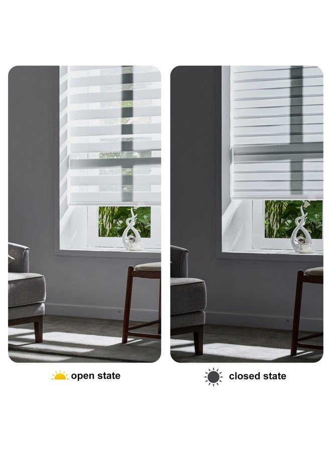 Persilux Cordless Zebra Blinds for Indoor Windows, Free-Stop Zebra Blinds Cordless, Light Filtering Sheer Shades Dual Layer for Day and Night, Zebra Roller Shades for Home (34.25" W X 72" H, White) - Image 5