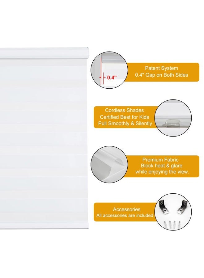 Persilux Cordless Zebra Blinds for Indoor Windows, Free-Stop Zebra Blinds Cordless, Light Filtering Sheer Shades Dual Layer for Day and Night, Zebra Roller Shades for Home (34.25" W X 72" H, White) - Image 2