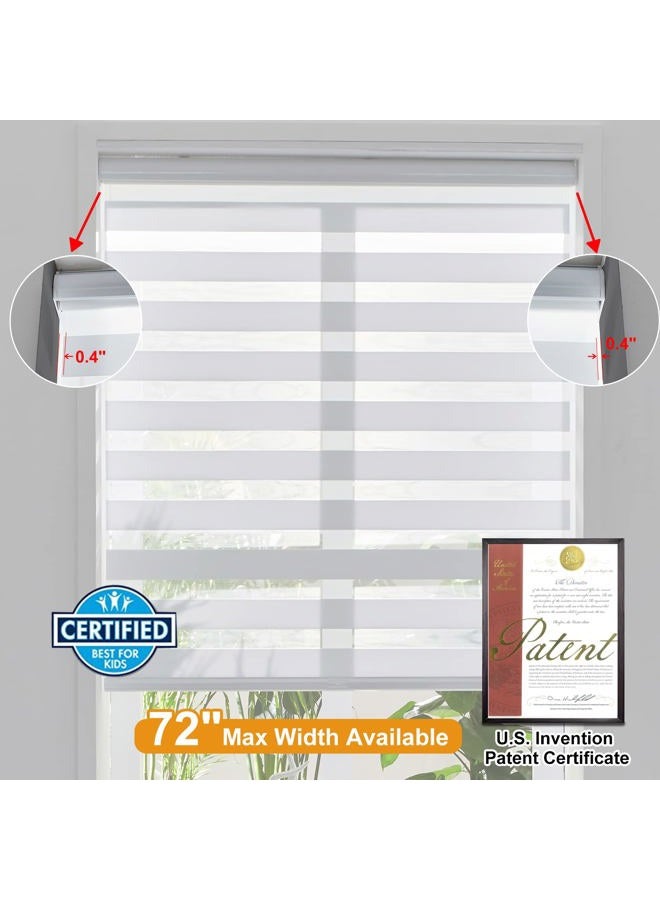 Persilux Cordless Zebra Blinds for Indoor Windows, Free-Stop Zebra Blinds Cordless, Light Filtering Sheer Shades Dual Layer for Day and Night, Zebra Roller Shades for Home (34.25" W X 72" H, White) - Image 4
