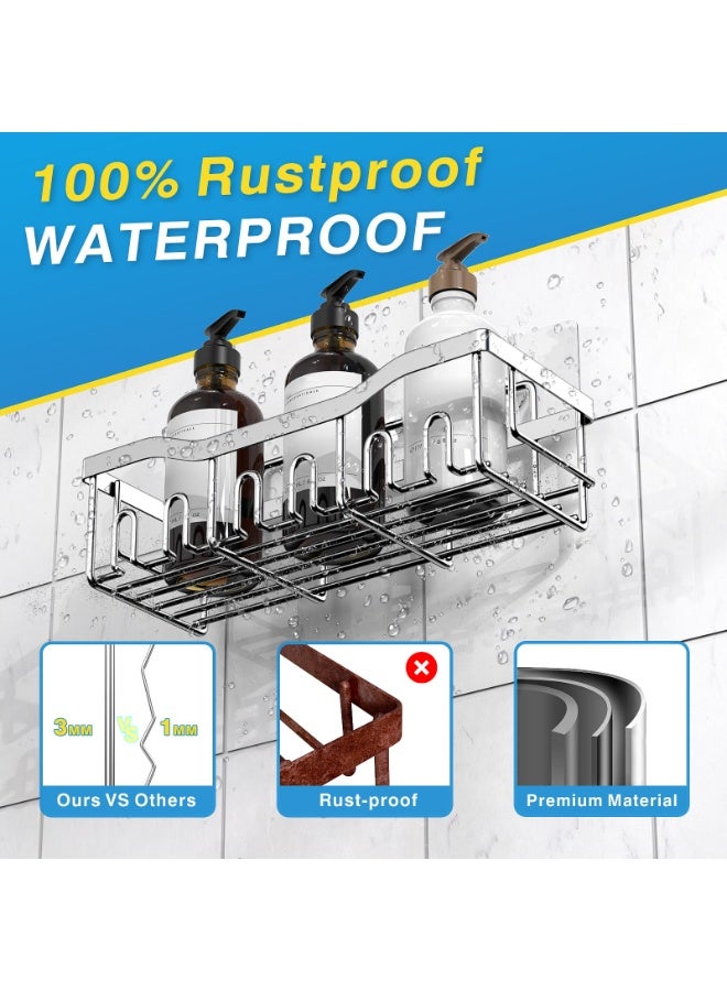 بواو BOAO حامل أدوات الاستحمام اللاصق، 5 قطع من الفولاذ المقاوم للصدأ المقاوم للصدأ مع سعة كبيرة، بدون حاجة للحفر، أرفف لتخزين الحمام والديكور المنزلي - Image 5