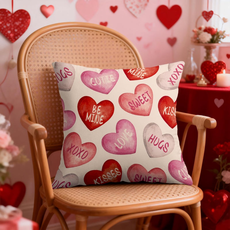 Sivirary Valentines Pillow Covers 18x18 Inch Set of 2 Pink Red Heart Valentine's Day Holiday Decorative Throw Pillowcases Anniversary Outdoor Farmhouse Cushion Cases Decor for Sofa Couch Bed - Image 3