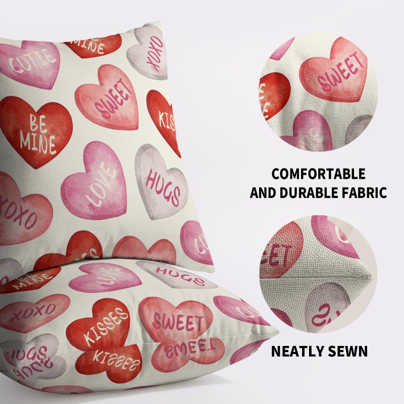Sivirary Valentines Pillow Covers 18x18 Inch Set of 2 Pink Red Heart Valentine's Day Holiday Decorative Throw Pillowcases Anniversary Outdoor Farmhouse Cushion Cases Decor for Sofa Couch Bed - Image 5