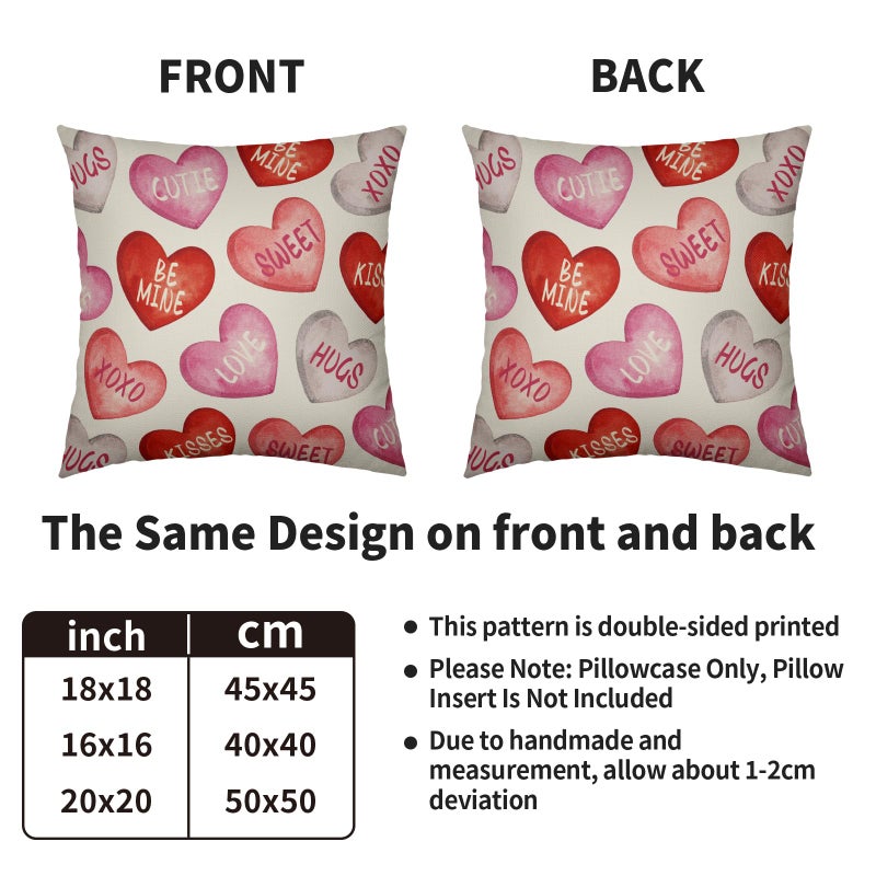 Sivirary Valentines Pillow Covers 18x18 Inch Set of 2 Pink Red Heart Valentine's Day Holiday Decorative Throw Pillowcases Anniversary Outdoor Farmhouse Cushion Cases Decor for Sofa Couch Bed - Image 4