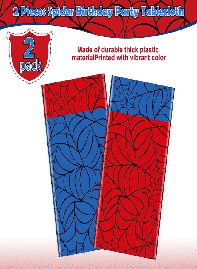 KEASKELL 2Pcs Spider Web Themed Birthday Party Tablecloths Decorations,Mix Blue and Red Hero Plastic Table Cover Disposable Rectangle Table Cloth for Baby Shower Kids Boys Birthday Party Supplies,54x108 Inch - Image 4
