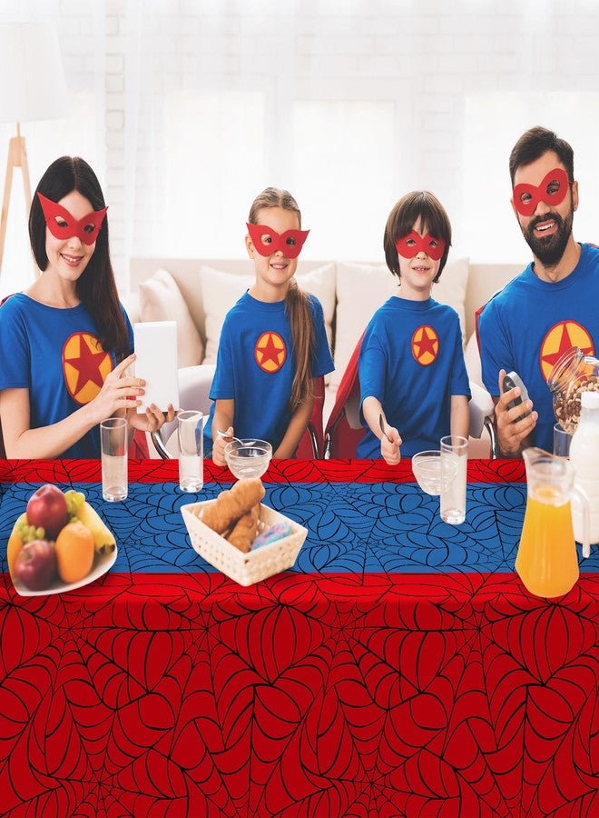 KEASKELL 2Pcs Spider Web Themed Birthday Party Tablecloths Decorations,Mix Blue and Red Hero Plastic Table Cover Disposable Rectangle Table Cloth for Baby Shower Kids Boys Birthday Party Supplies,54x108 Inch - Image 5