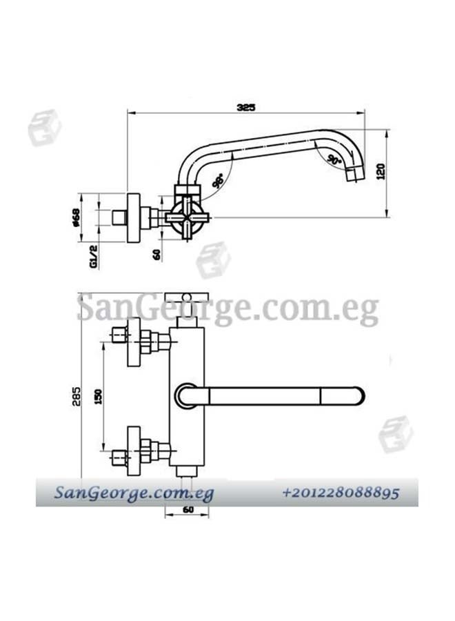 سار ديزاين SD خلاط مطبخ حائطى توين SD 2075-2-CP قنطره عاليه - Image 2