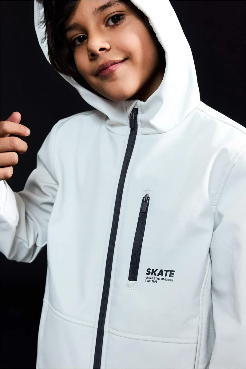 DeFacto Boy Hooded Fleece Lined Raincoat