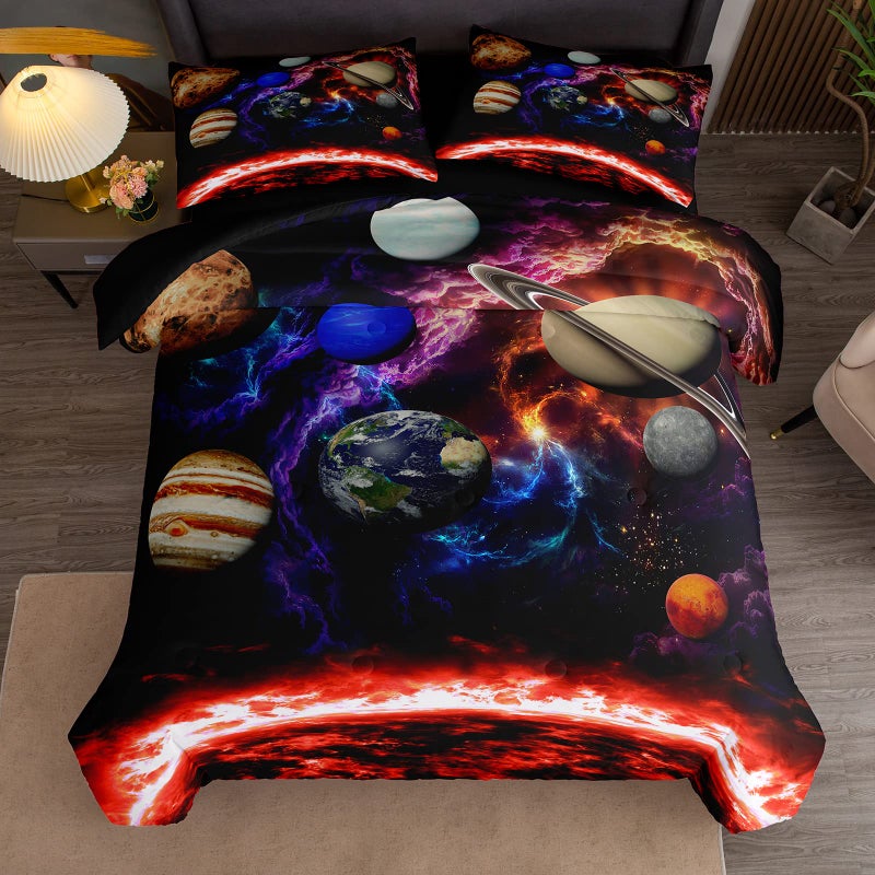 Bodhi Galaxy Bedding Set Full Colorful Space Comforter Set Universe Nebula Night Galaxy in Rainbow Colors 3 Piece Kids Boys Girls Cosmos Comforter Set Include1 Galaxy Comforter 2 Pillowcases