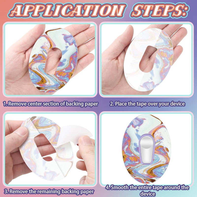 Siifert 30 Pack Adhesive Patch CGM Tape Breathable Patches Pre Cut Adhesive Tape Stickers Sensor Covers 10 Swirl StylesCompatible with Dexcom G6 - Image 4