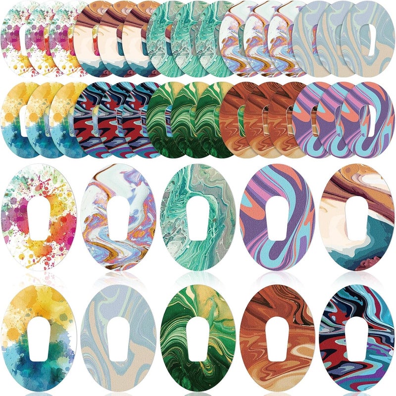 Siifert 30 Pack Adhesive Patch CGM Tape Breathable Patches Pre Cut Adhesive Tape Stickers Sensor Covers 10 Swirl StylesCompatible with Dexcom G6 - Image 1