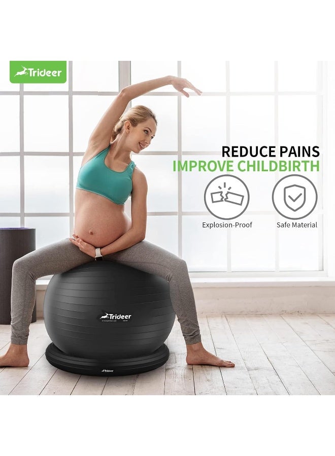 Trideer Trideer Ball Chair Yoga Ball Chair Exercise Ball Chair with Base & Bands for Home Gym Workout Ball for Abs, Stability Ball & Balance Ball Seat to Relieve Back Pain  - Image 2