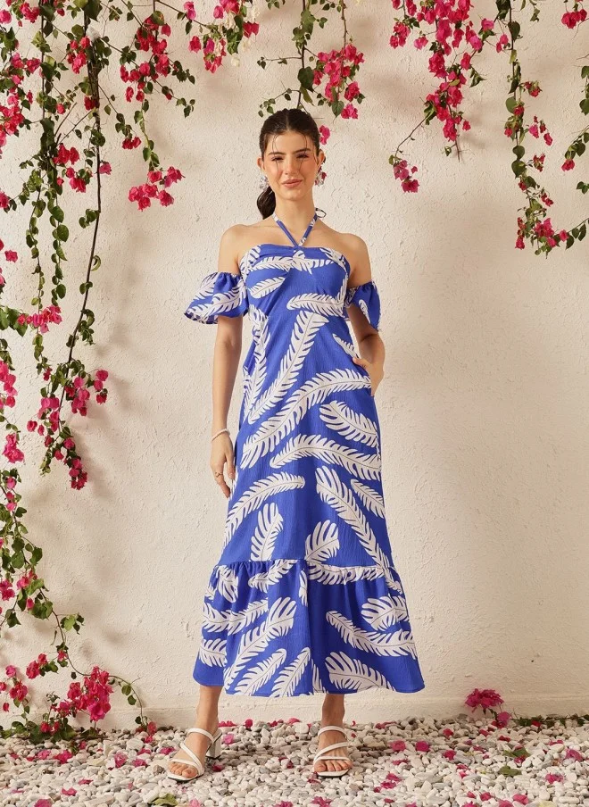 STREET 9 Tropical Print Halter Neck Maxi Dress for Women
