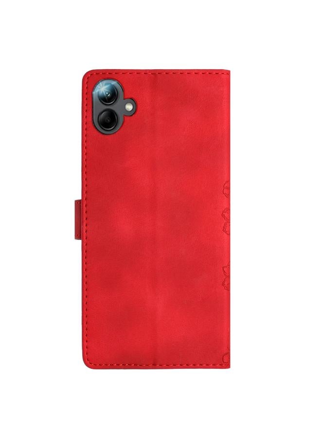 إيروريكس جراب لهاتف Samsung Galaxy A06 4G، جراب هاتف من الجلد المنقوش بنقشة زهور الكرز والفراشة من مادة البولي يوريثان - Image 3