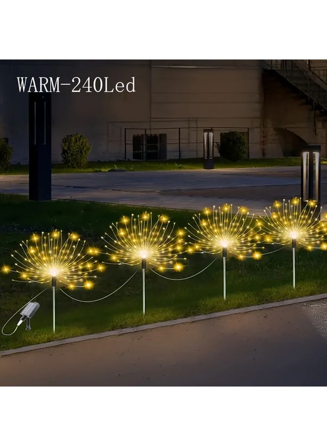 4 قطع 240 مصباح ليد شمسي أضواء الألعاب النارية لتزيين الحدائق الخارجية مع 8 أوضاع وامضة - Image 1