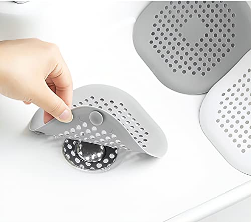 Philbinden 2 Pieces Shower Drain Hair Catcher Bathtub Stopper, Home Protectors with Sucker Water Trap Sink Cover for Bathroom Bathtub and Kitchen (Grey,White) - Image 1