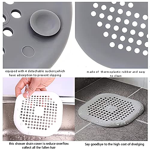Philbinden 2 Pieces Shower Drain Hair Catcher Bathtub Stopper, Home Protectors with Sucker Water Trap Sink Cover for Bathroom Bathtub and Kitchen (Grey,White) - Image 5