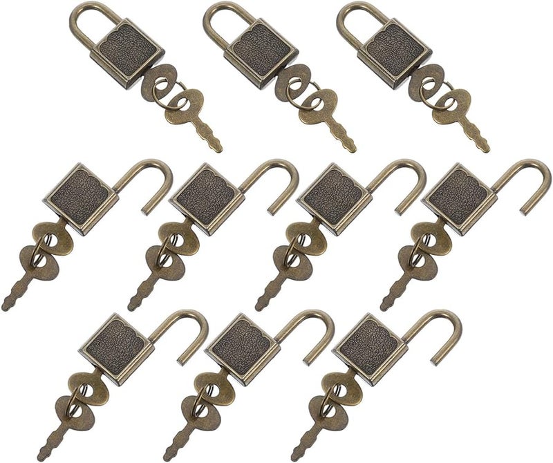 PartyKindom 10 Pack Mini Zinc Alloy Padlocks with Keys for Luggage Travel Bags Storage Boxes Cabinets - Image 2
