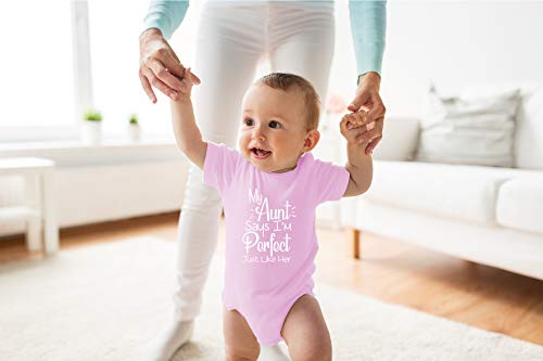 Funnwear My Aunt Says I'm Perfect Just Like Her - Funny Baby Essentials Bodysuit - Newborn Girl Clothes (6 Months, Pink) - Image 2