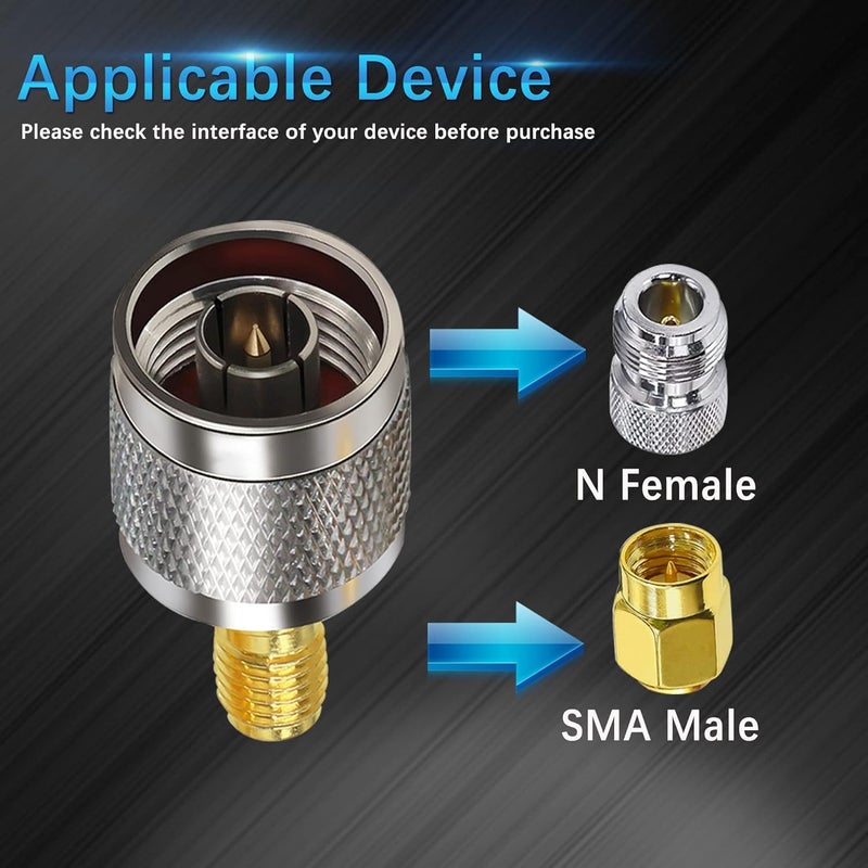 ABONIX SMA Female to N Male RF Adapter, Coaxial Connector, Adapter for RF Testing, Antennas, Wireless Communication and Broadcast Equipment (Pack of 4) - Image 3
