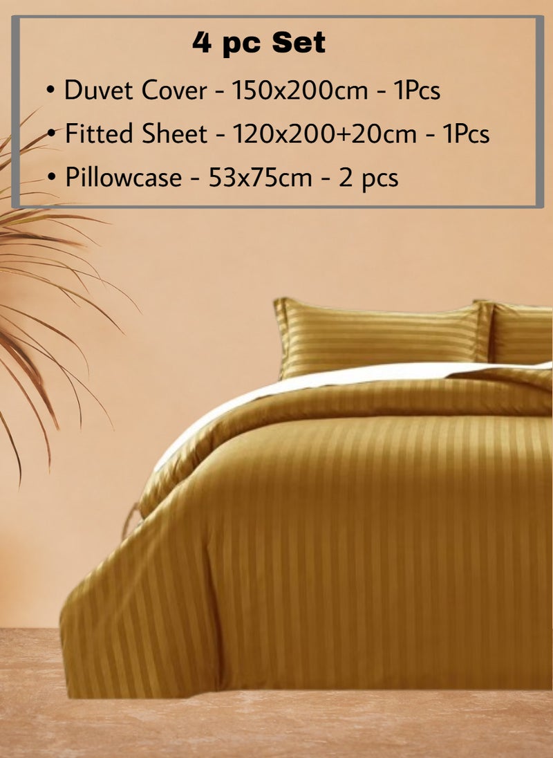 REDTOMMY طقم أغطية سرير من 4 قطع بحجم مفرد - غطاء لحاف (150x200 سم)، ملاءة مشدودة (120x200+20 سم) و 2 غطاء وسادة (53x75 سم)، اللون - ذهبي - Image 2