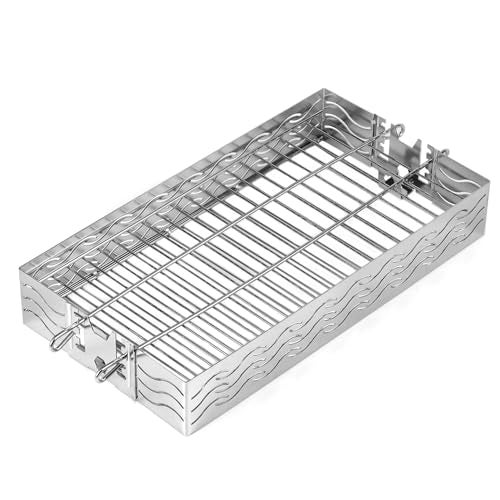 Skyflame Stainless Steel Flat Spit Rotisserie Grill Basket Fits for 5/16 Inch Square, 3/8 Inch Square, 1/2 Inch Hexagon Spit Rods - Image 1